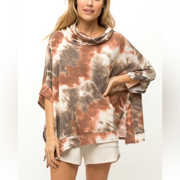 Tops - Tie-Dye Cowl Neck Women's Top